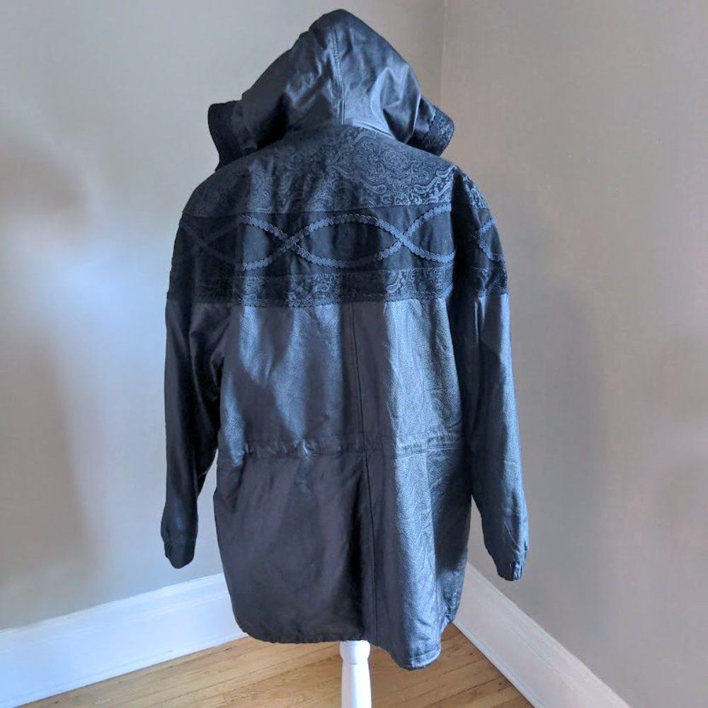 Vintage 80s 90s G III Leather Jacket Oversized Western Paisley Goth Punk Large